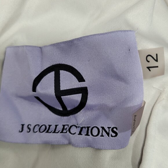 JS Collections Black Gold Overlay Lace Short Sleeve Lined Long Formal Dress 12 - Picture 3 of 14